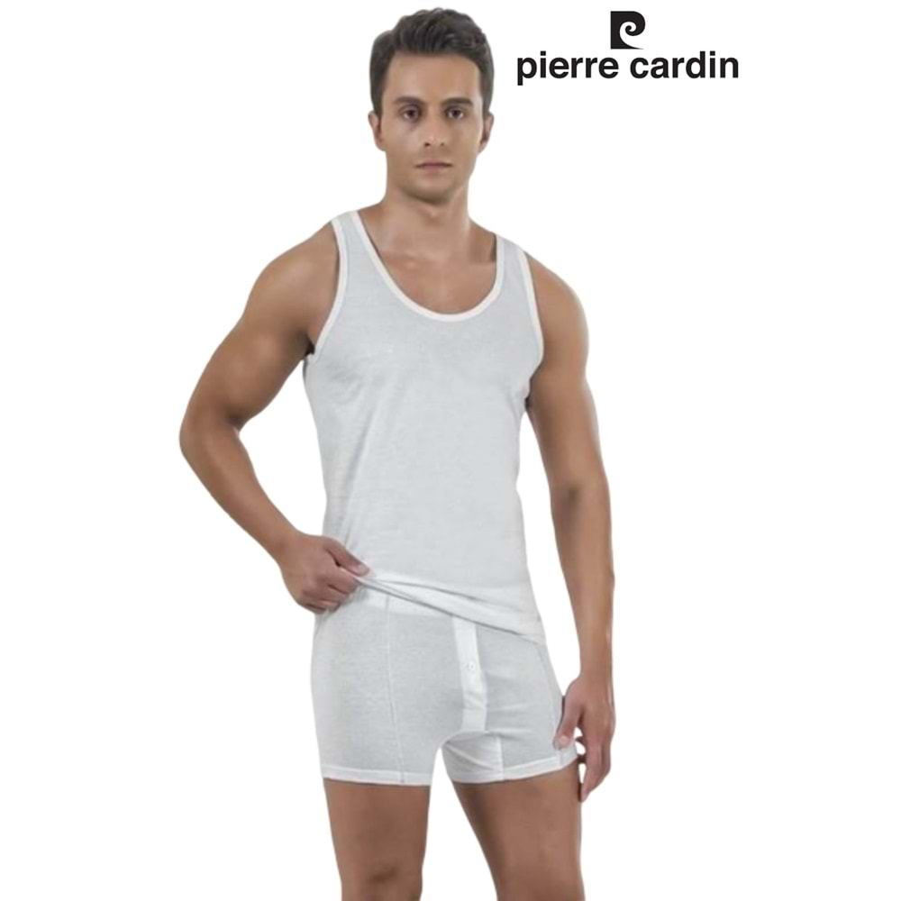 Pierre Cardin Erkek Pamuklu Atlet Boxer Takım 130 - Beyaz - S