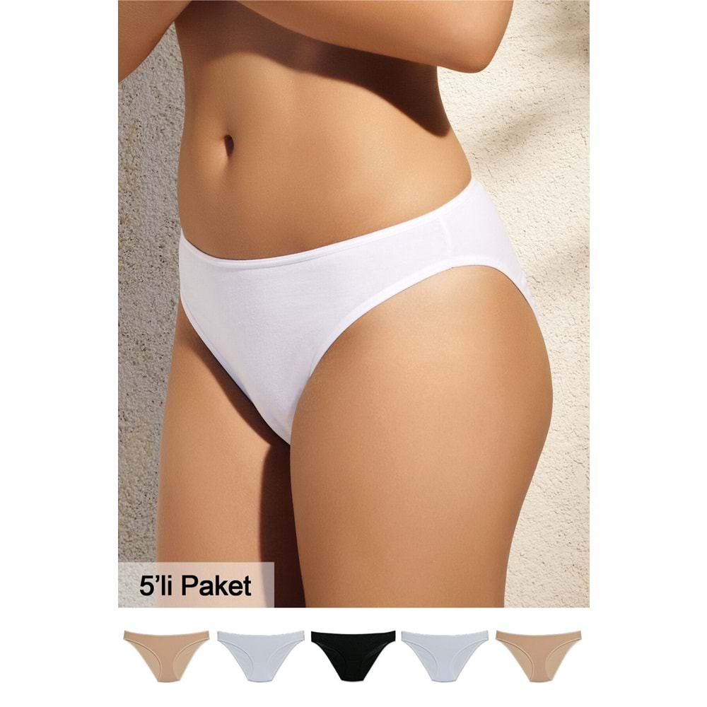 Pierre Cardin 2055 Kadın Basic Brief 5li Asorti Paket Külot - Asorti - 36