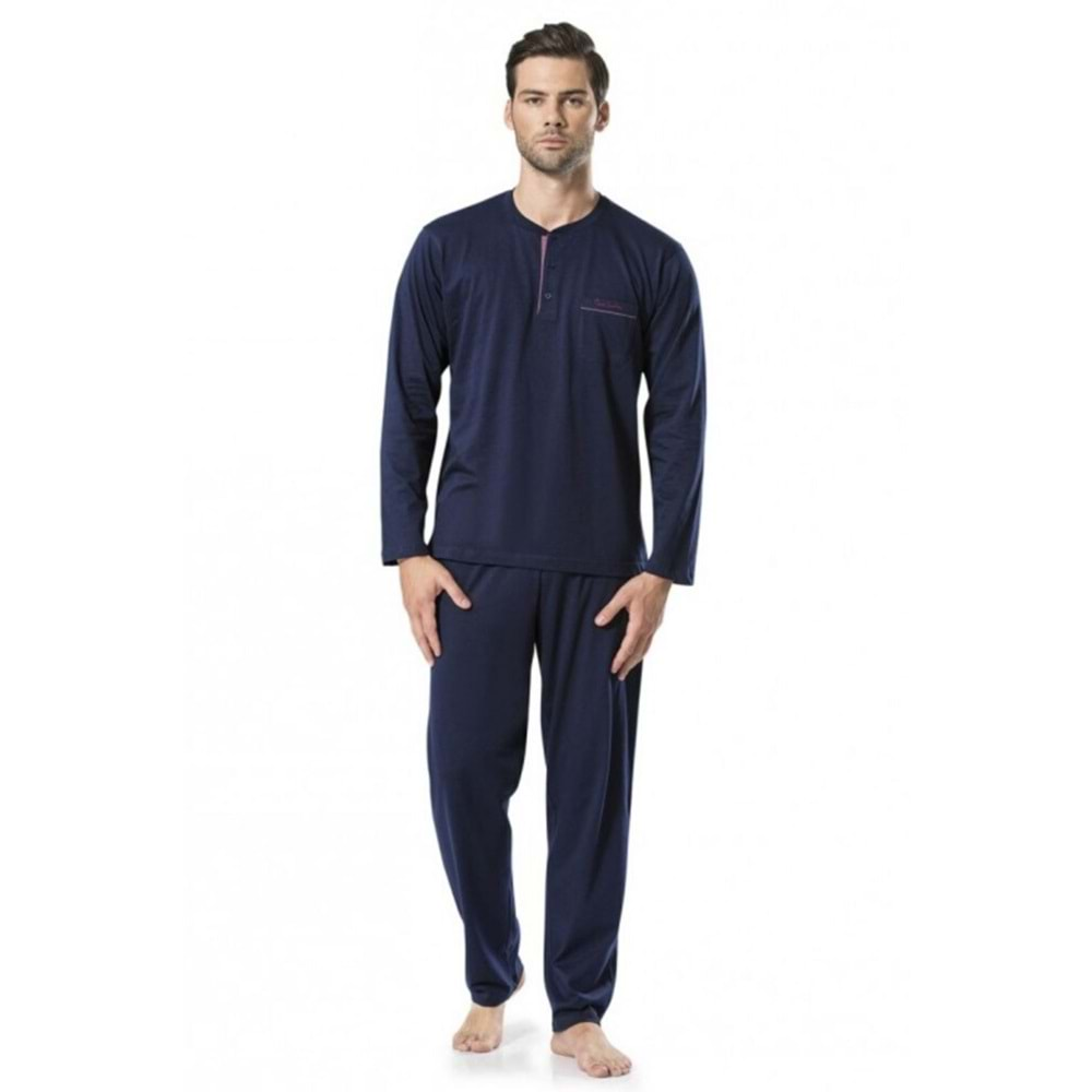 Pierre Cardin Erkek Uzun Kollu Pamuklu Pijama Takımı 5454 - Lacivert - S