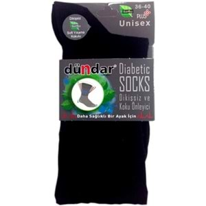 Dündar Bambu Unisex Bayan Diyabetik Şeker Çorap - Siyah - 36-40