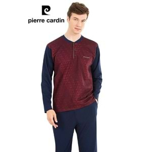 Pierre Cardin Erkek Uzun Kollu Pamuklu Jakarlı Pijama Takımı 6024 - Bordo - S