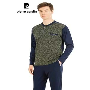 Pierre Cardin Erkek Uzun Kollu Pamuklu Jakarlı Pijama Takımı 6026 - Haki - S