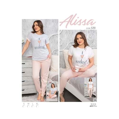 Alissa Kısa Kollu İnce Patlı Penye Bayan Pijama MT5781