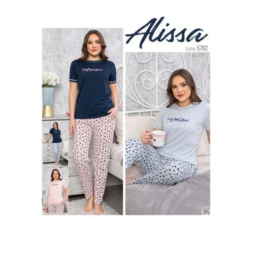 Alissa Kısa Kollu İnce Patlı Penye Bayan Pijama MT5782